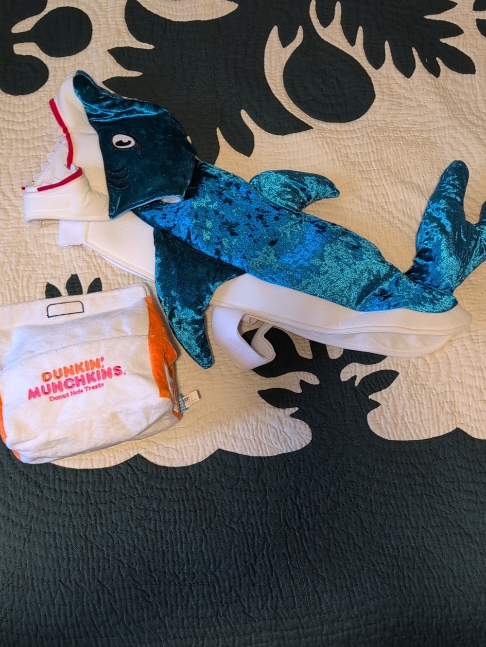 Dog Shark Costume Size Large & Dunkin Munchies Bag (Bundle Of 2)